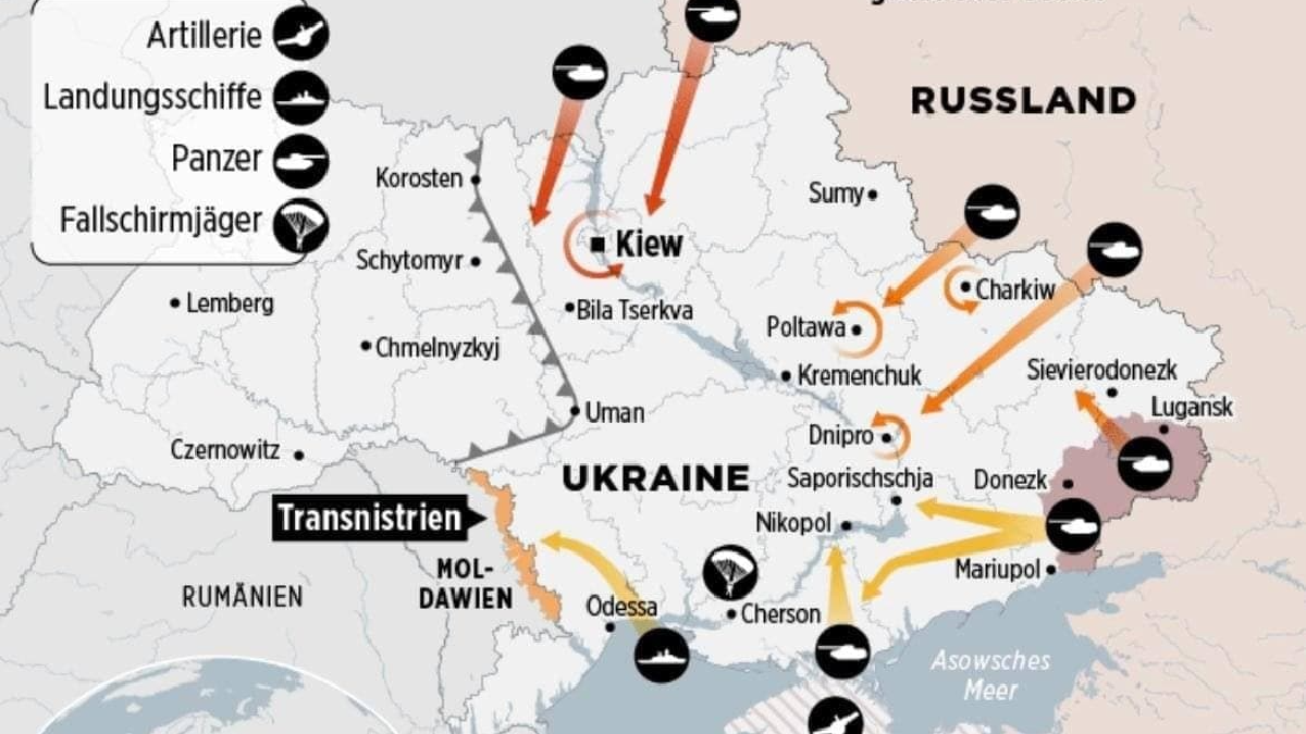 Washington Post и Bild опубликовали карты возможного наступления России на Украину